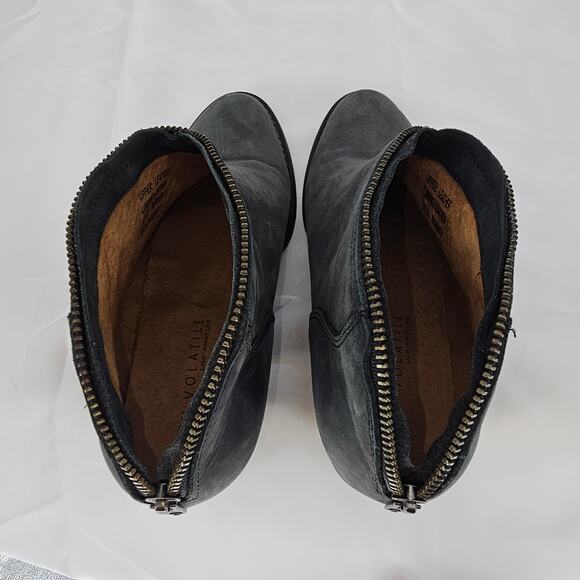 Very Volatile Gray Suede Leather Western Boho Block Heel Zip Ankle Booties 8.5 - Picture 9 of 13